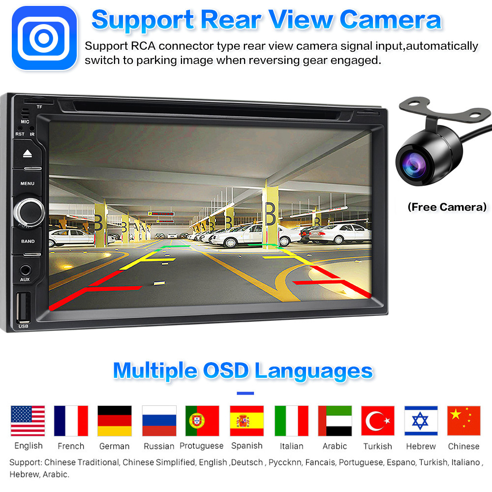 Double Din Car Radio Stereo DVD CD CarPlay/Android Auto GPS Bluetooth AM FM EQ