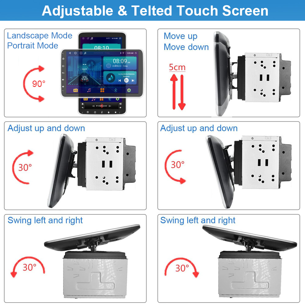 Android 15 Double 2DIN Rotatable 10.1” Car Stereo Radio Carplay GPS Wifi BT 64G