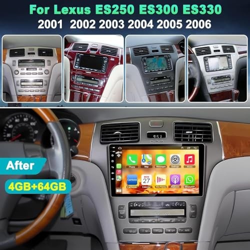 (8Core + 64GB) 9 Inch QLED Touch Screen Car Radio for For Lexus ES250 2001-2006