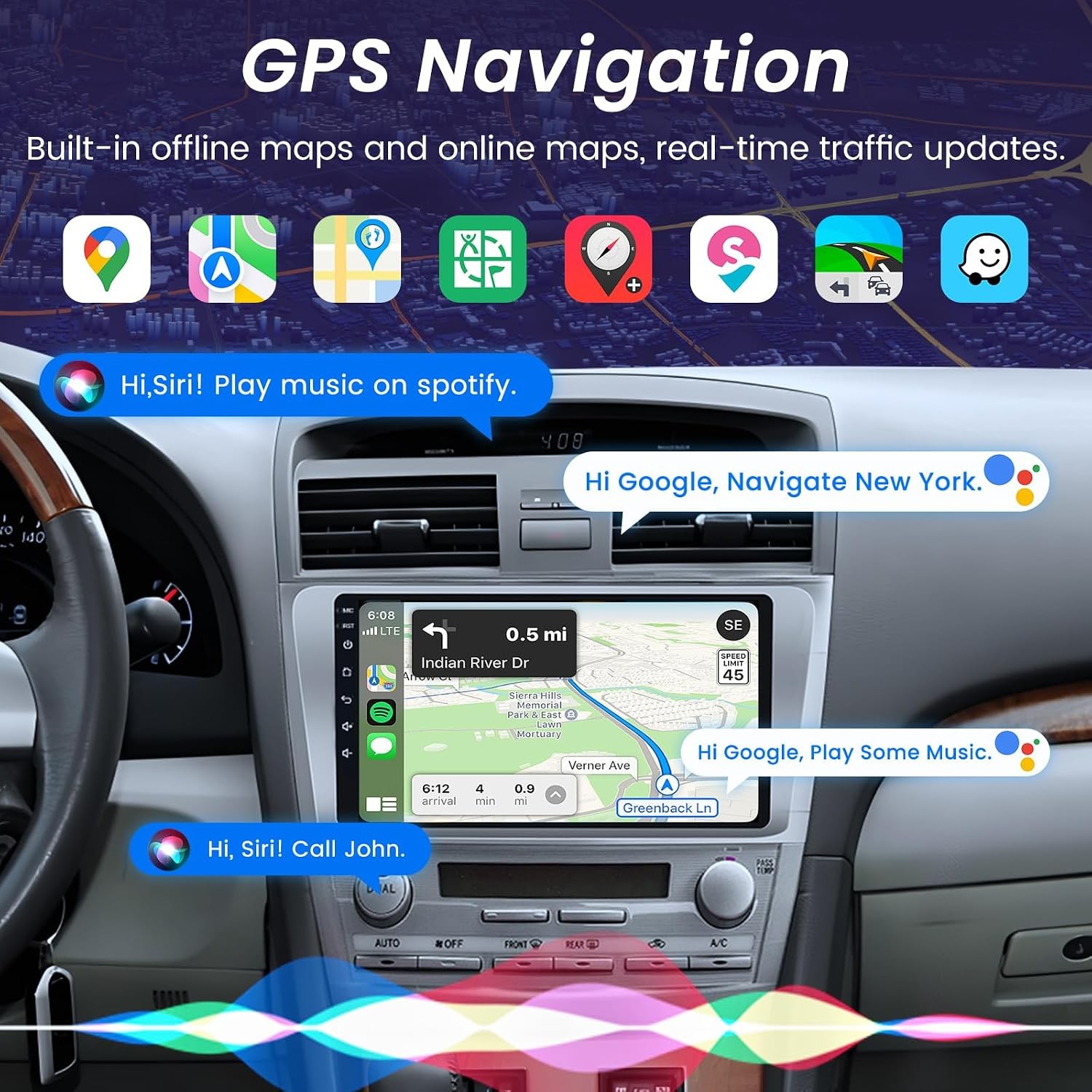 CarPlay For 2007-2011 TOYOTA CAMRY Android Car Stereo Radio GPS Navi Support JBL