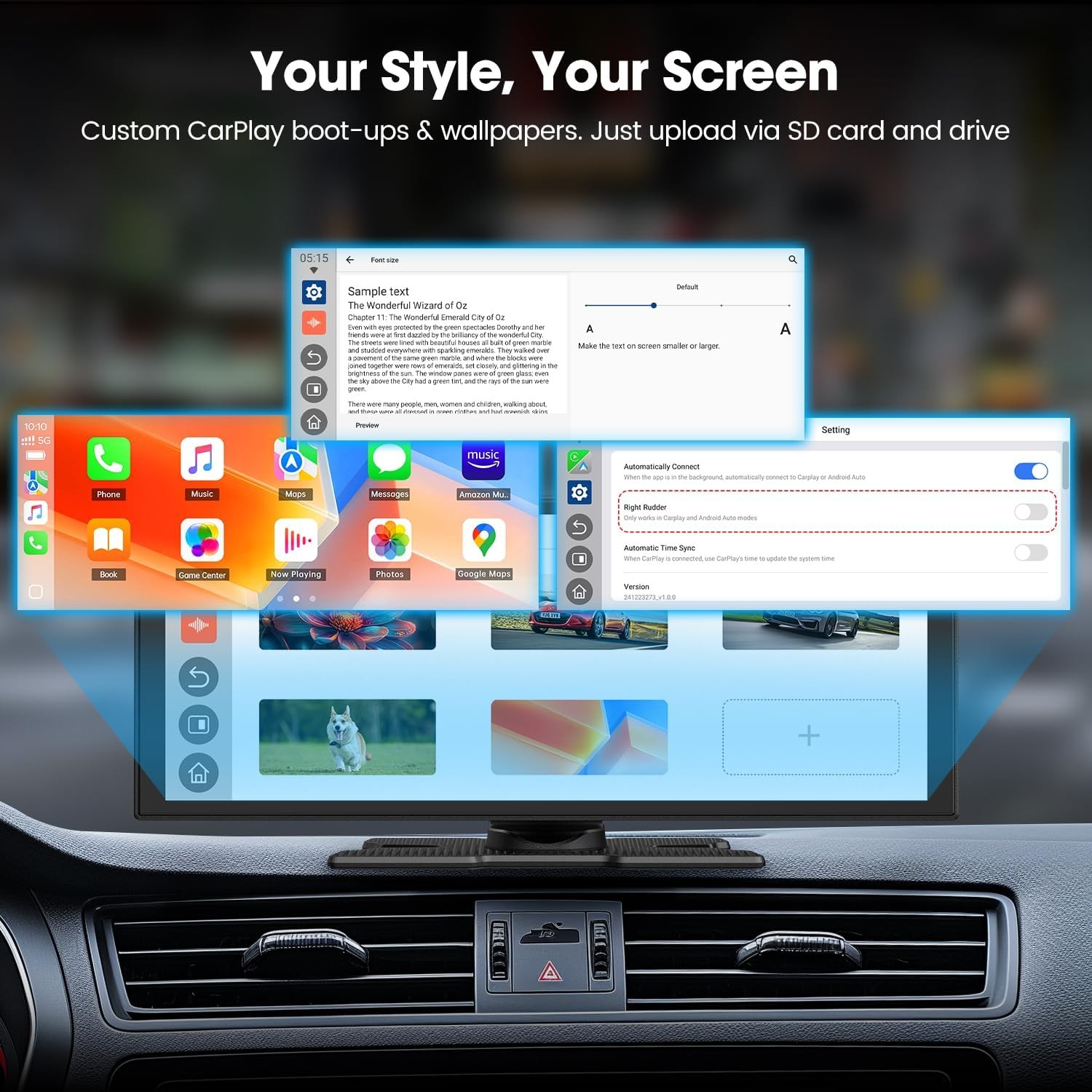 Upgraded 11” Wireless Carplay Screen with Net-Flix YouTube Apps and Backup C…