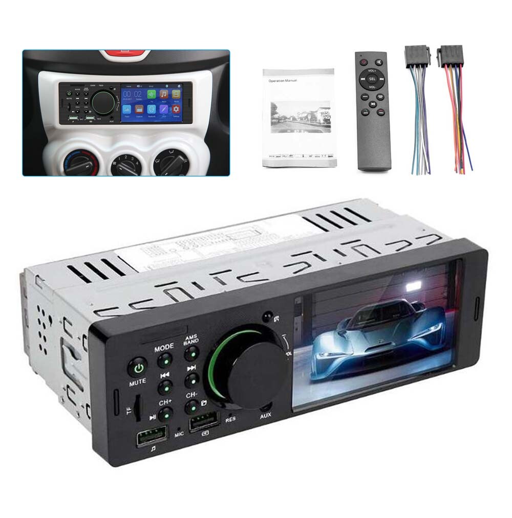 Single 1 Din 4″ Touch Screen Bluetooth TF/USB/AUX MP5 Player Car Stereo Radio