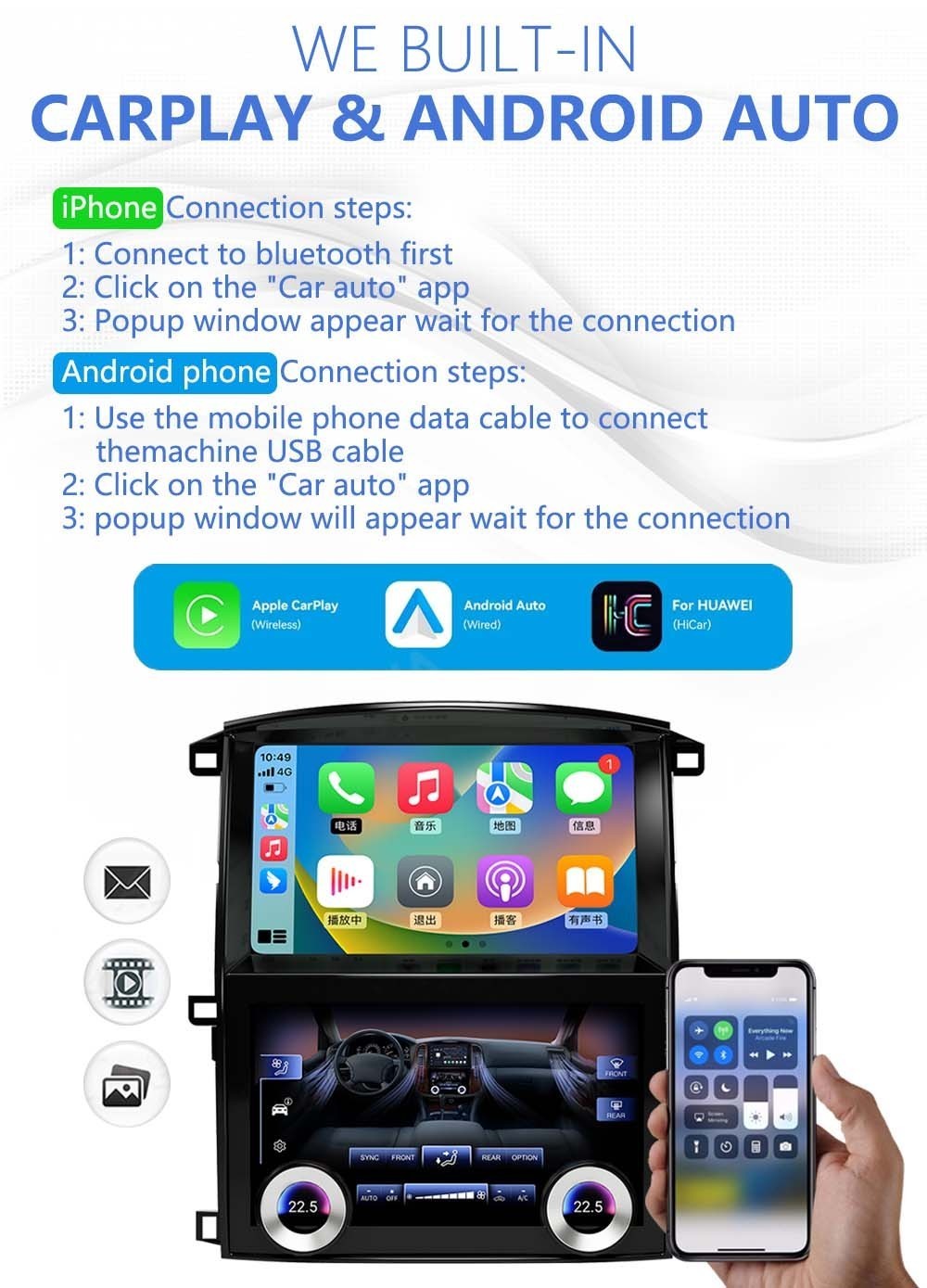 10″ Android Car Radio Carplay Screen For Toyota Land Cruiser 2002-07 Lexus LX470