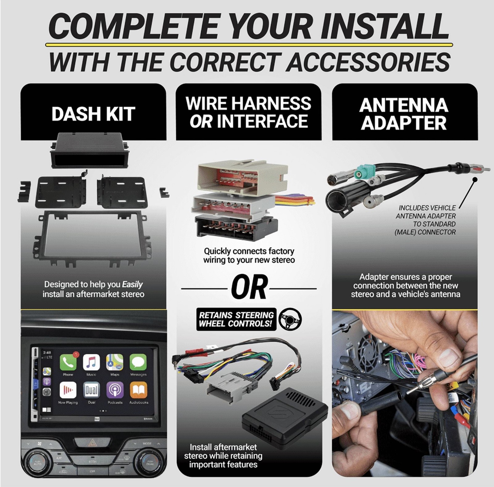 Car Stereo Bluetooth Wireless AM FM Radio Mp3 USB SD with 2 Way Speaker Package