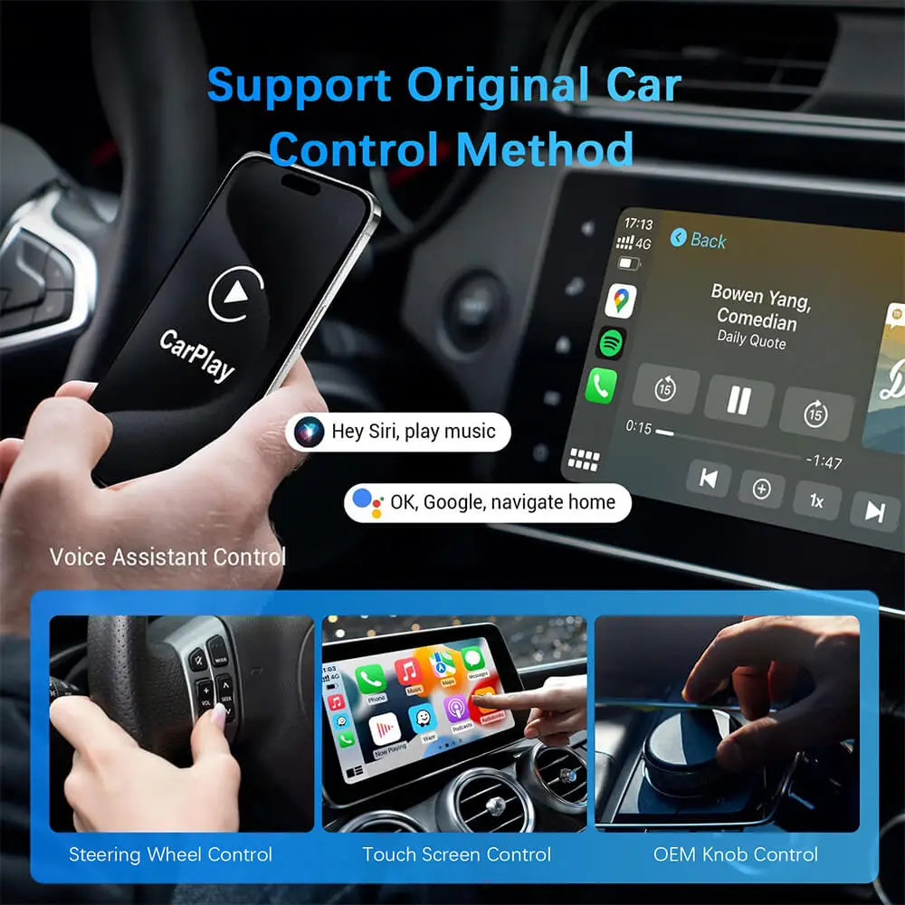 2-in-1 Wireless CarPlay & Android Auto Adapter USB Dongle OEM Stereo Plug & Play