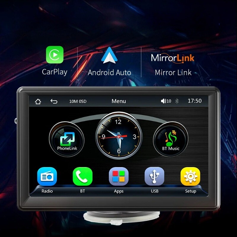 7 Inch Portable Wireless Carplay Car MP5 Player Multimedia Bluetooth Card Host