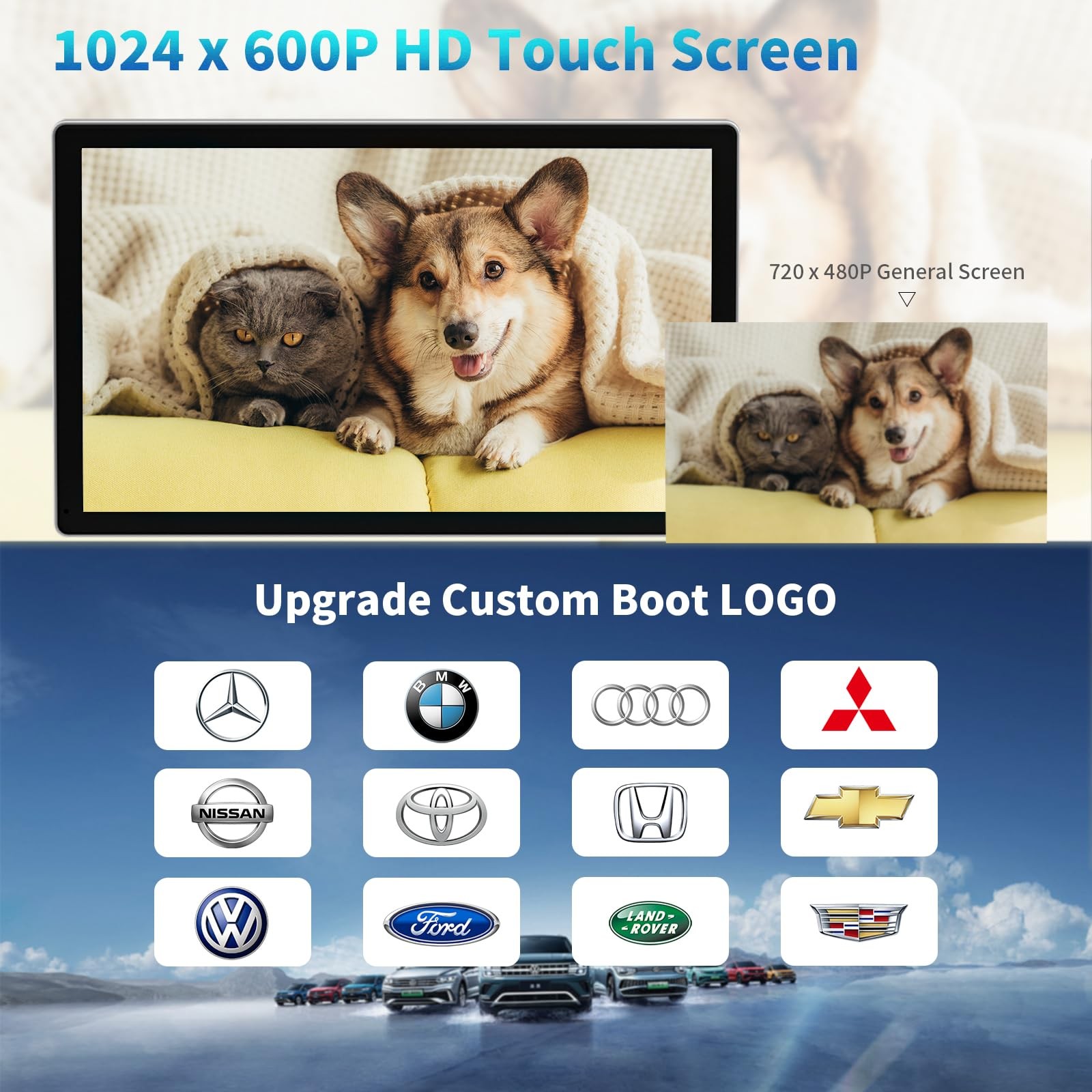 Portable Apple Carplay Screen for Car, 9″ Wireless Apple Carplay & Android Au…