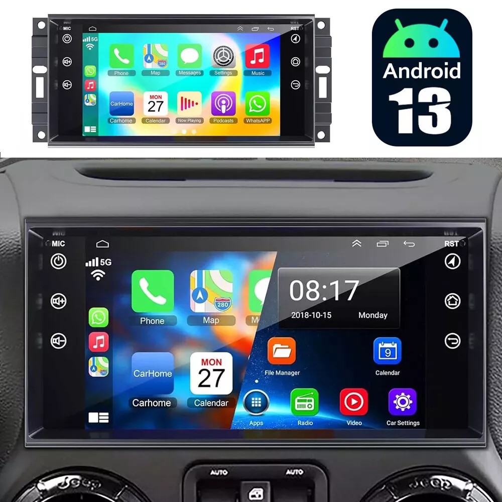 FOR JEEP WRANGLER DODGE CHRYSLER CARPLAY ANDROID 13 CAR RADIO STEREO GPS WIFI BT