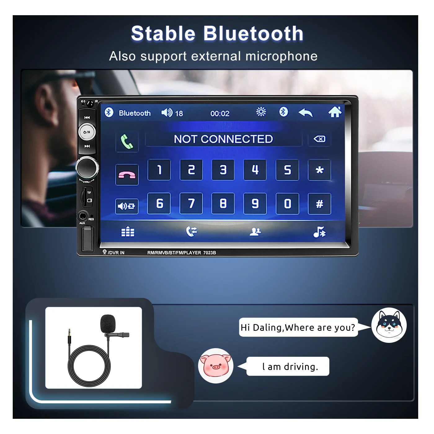 Podofo Car Stereo 2 Din Car Radio 7 Inch MP5 Player with HD Touch Screen