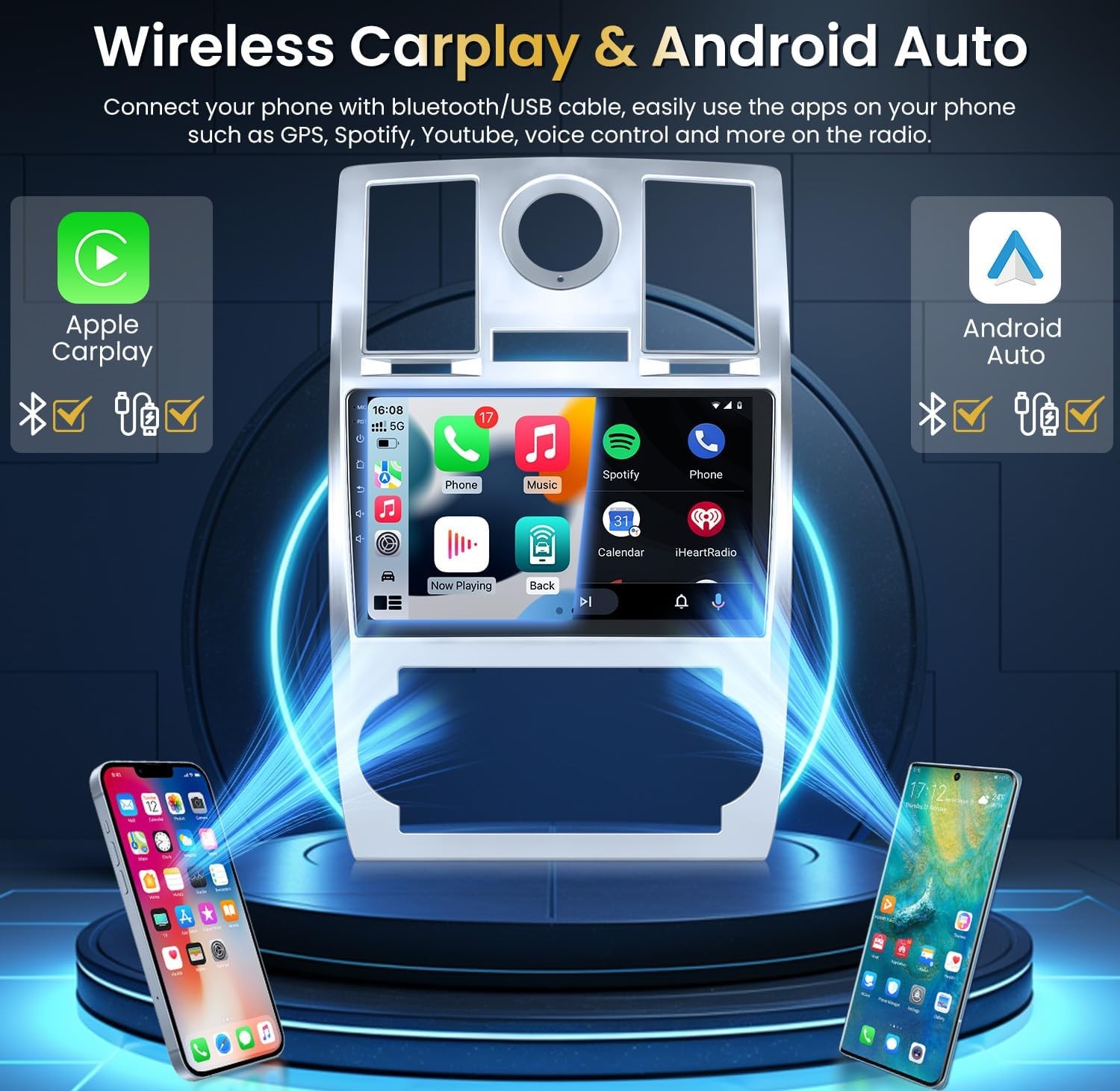 For Chrysler 300C 2005-2010 2G+64G Carplay Android 13 Car Stereo Radio GPS WIFI