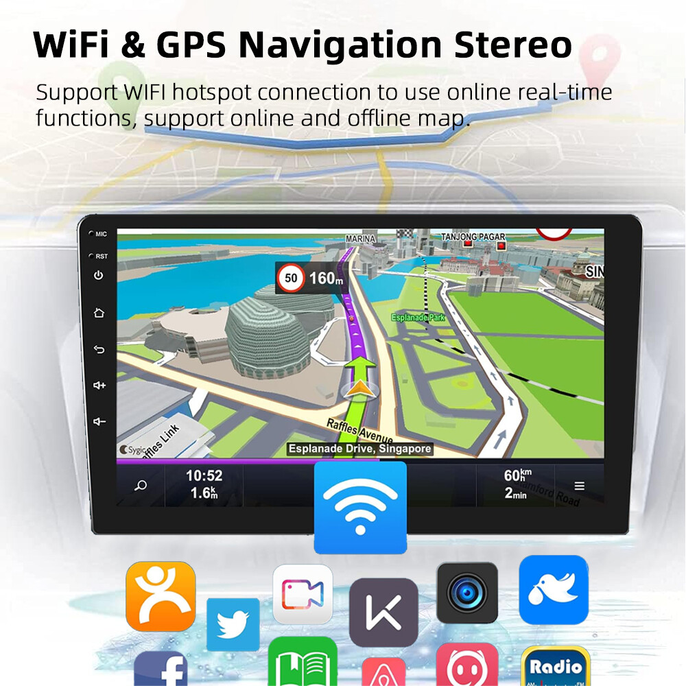 Android 10″ 2 Din Car Stereo Radio Wireless Carplay Touch Screen WIFI GPS NAVI