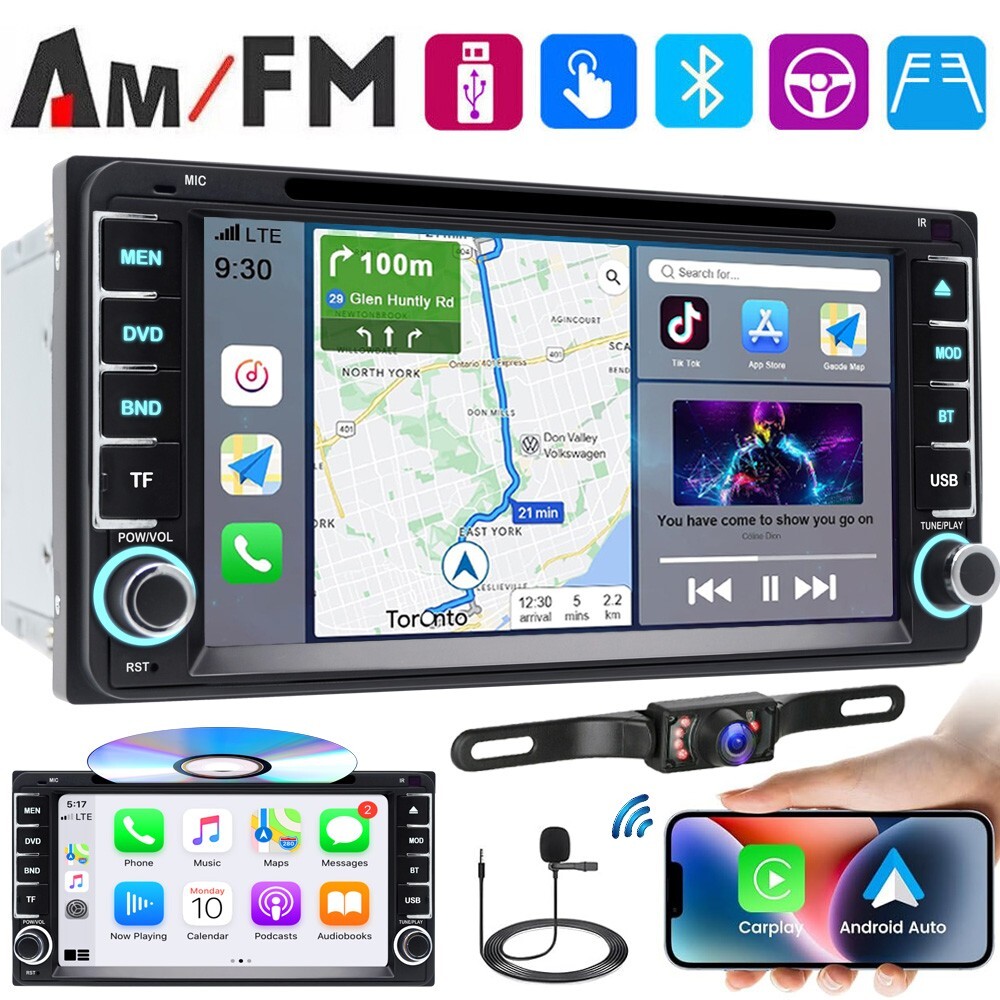 7″ Car Stereo Bluetooth Radio Android Apple CarPlay GPS CD DVD Player For Toyota