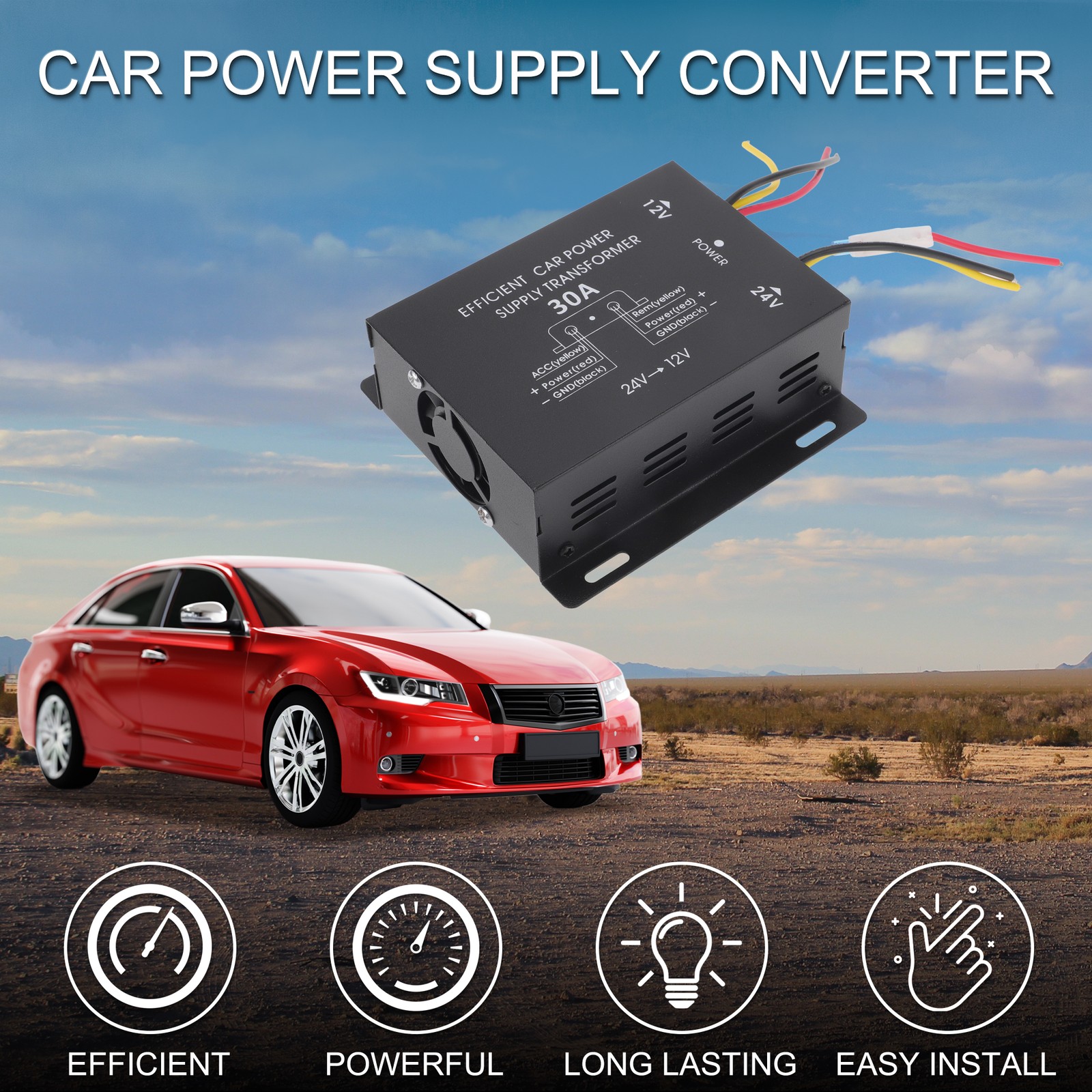 Trucks 24V Step Down to 12V Car Power Supply Converter Module 30A Compatible
