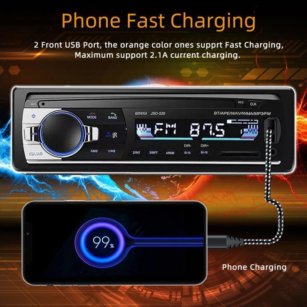 Bluetooth Car Stereo Audio In-Dash FM Aux Input Receiver SD USB MP3 Radio Player