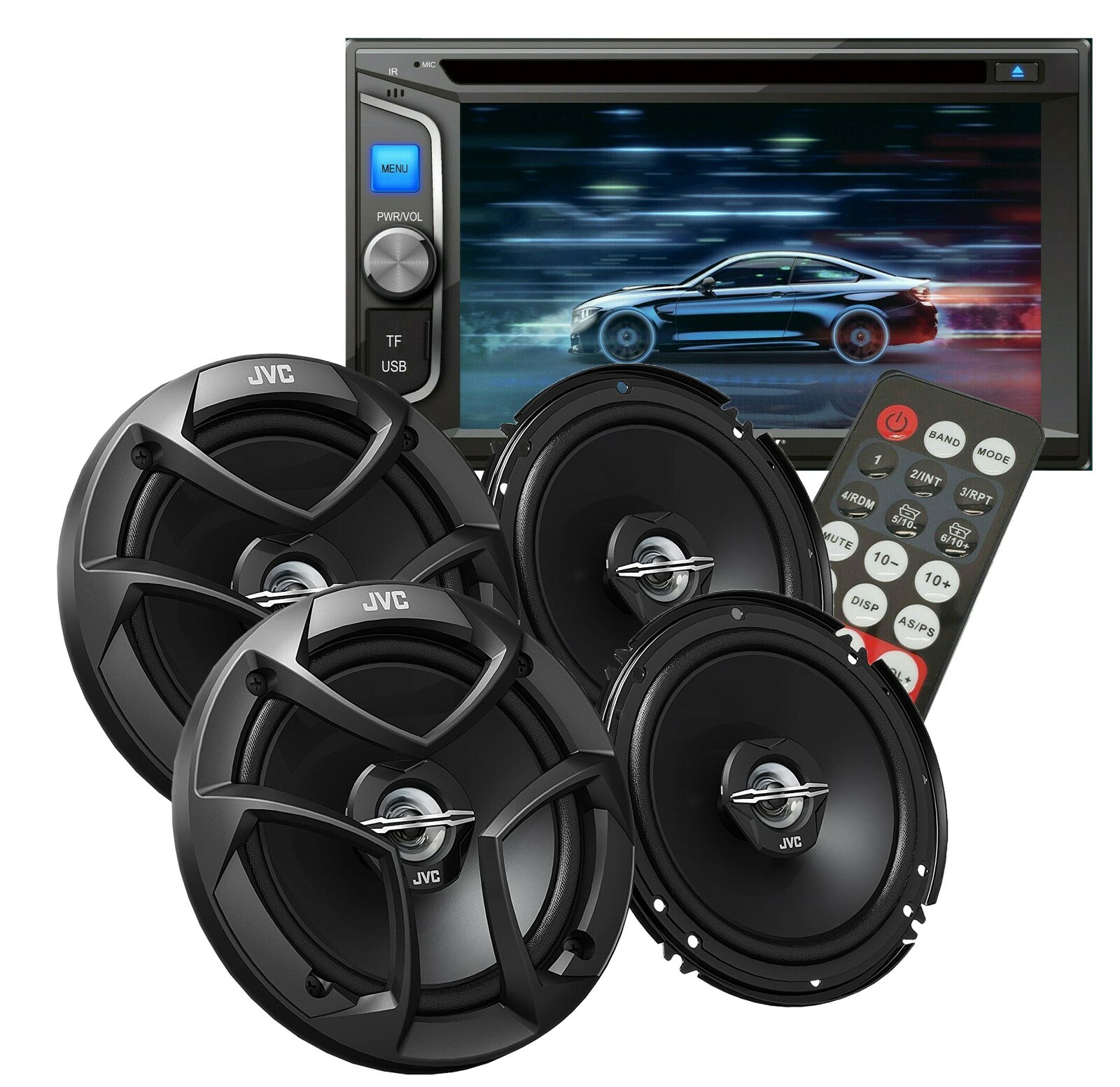 Audiotek AT-68BT 6.2″ Touchscreen Receiver + 4x JVC CS-J620 6.5″ Car Speakers