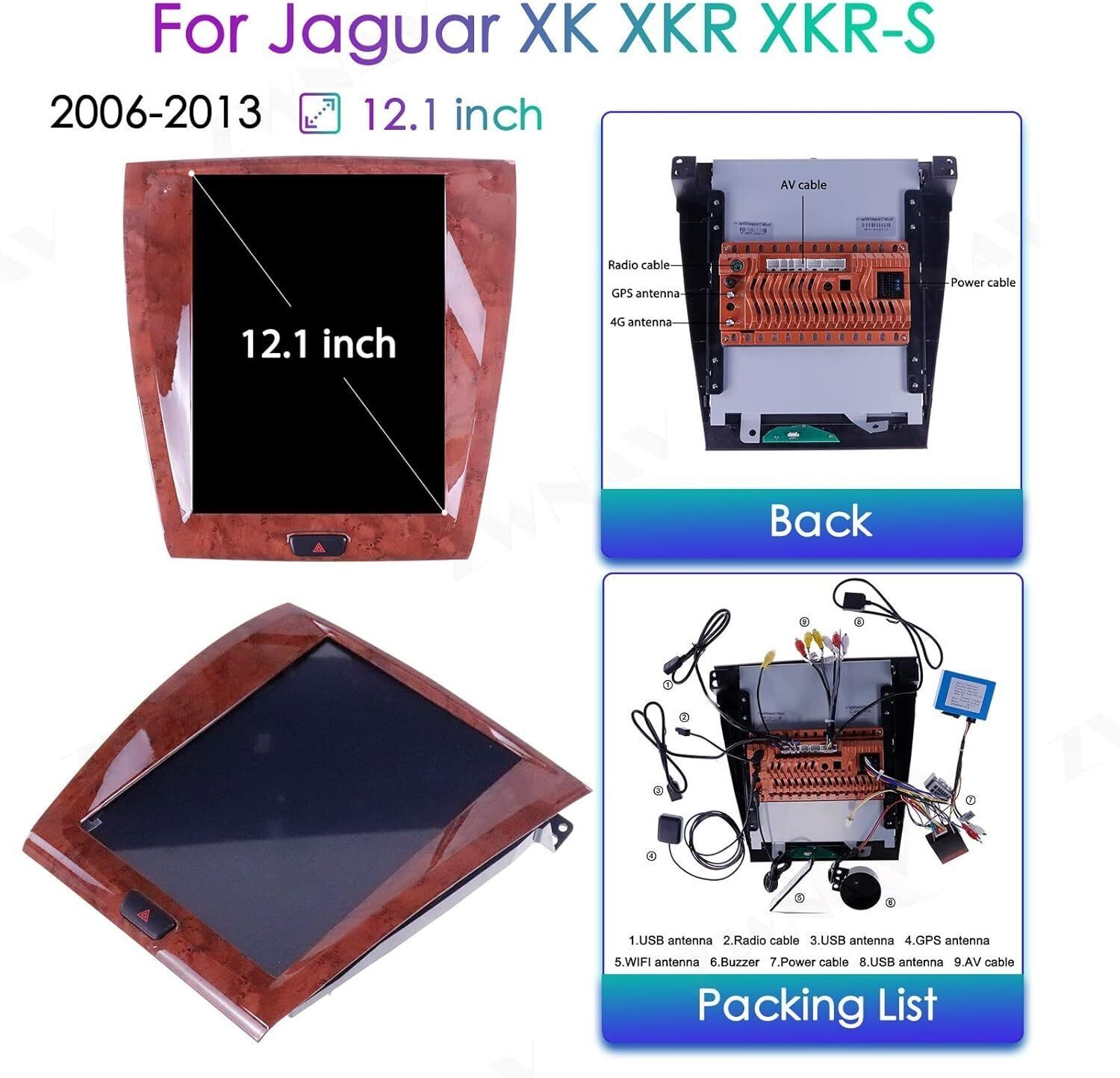12.1” Large Screen CarPlay Car Radio GPS 6+128GB For Jaguar Xk Xkr-s 2006-2013