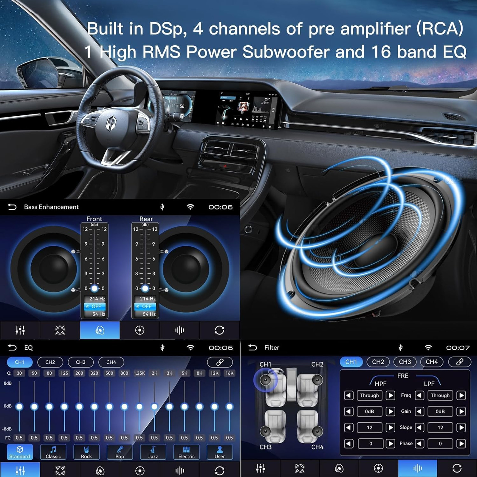 7 Inch QLED Car Stereo Touchscreen Double Din Radio Apple Carplay Android Auto