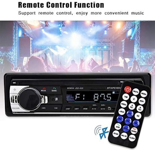Car Stereo Bluetooth MP3 Player 4X60W 1 DIN USB AUX IR Remote