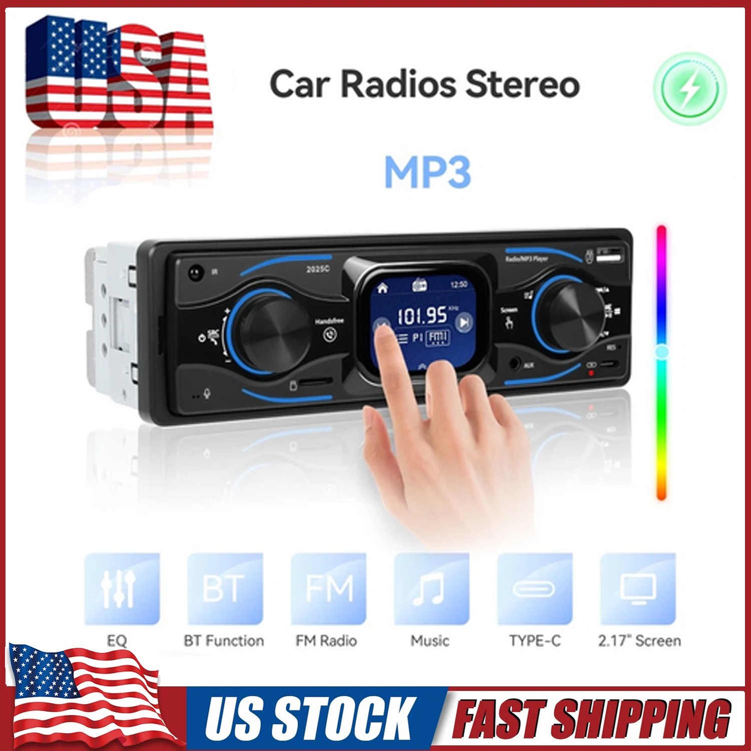2.17 inch 1 DIN Car Stereo Radio Touch Screen Bluetooth FM MP3 Player TF USB AUX