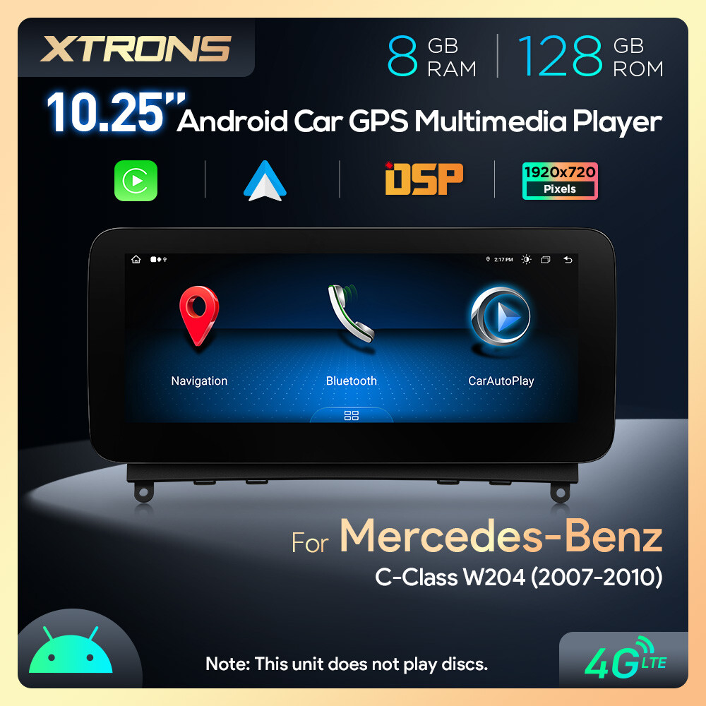 Android 13 8-Core 8+128G Car Play 4G GPS Stereo For Mercedes-Benz C-W204 2007-10
