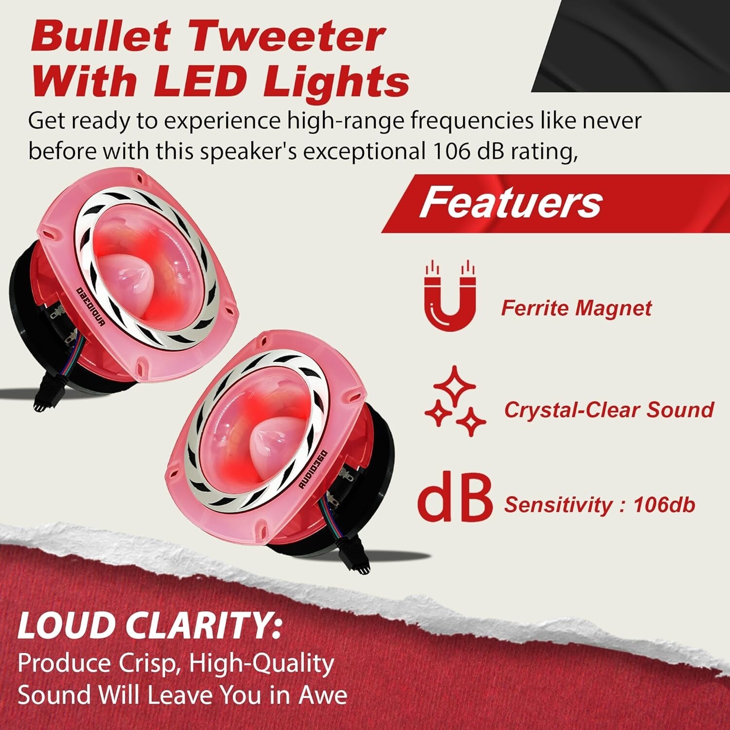 Audio360 AD43TW 4.72-Inch Full LED Super Tweeter Speaker, 4 Ohm, 2000W Max Power