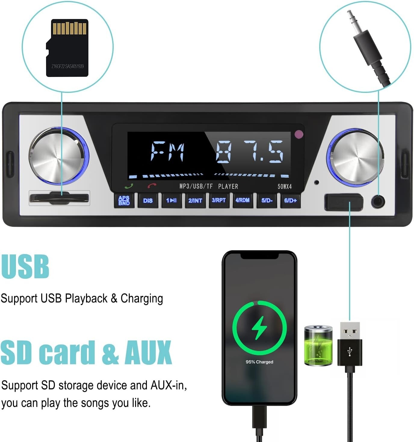 Estereo De Pantalla con Bluetooth Para Auto Coche Carro MP3 Player USB/SD/AUX/FM