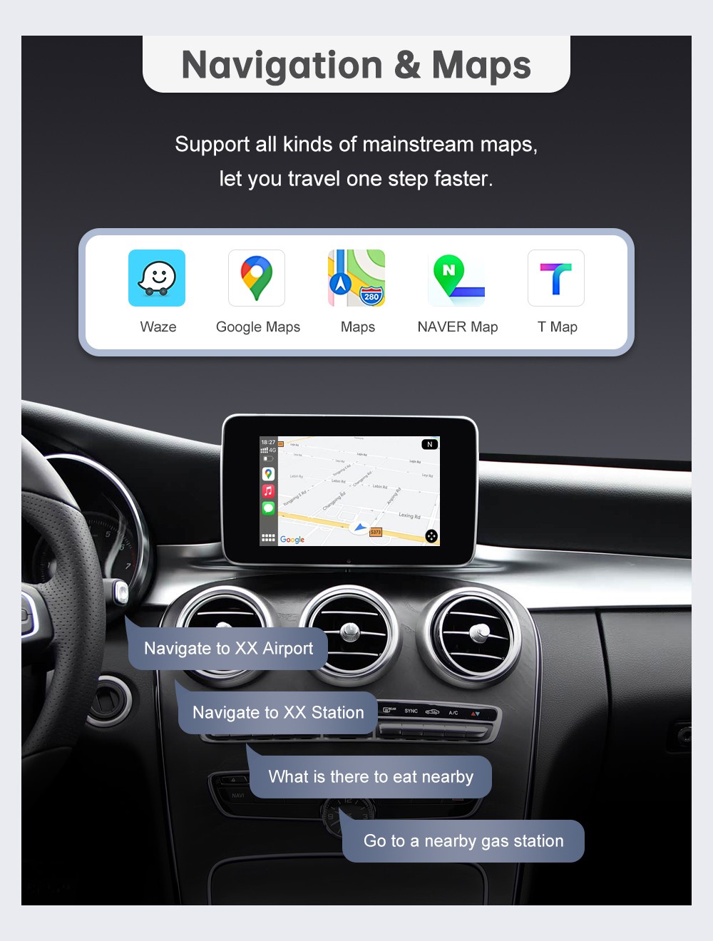 Roadtop Wireless CarPlay Retrofit Kit For Benz W205 C-Class GLC NTG5.0 Module