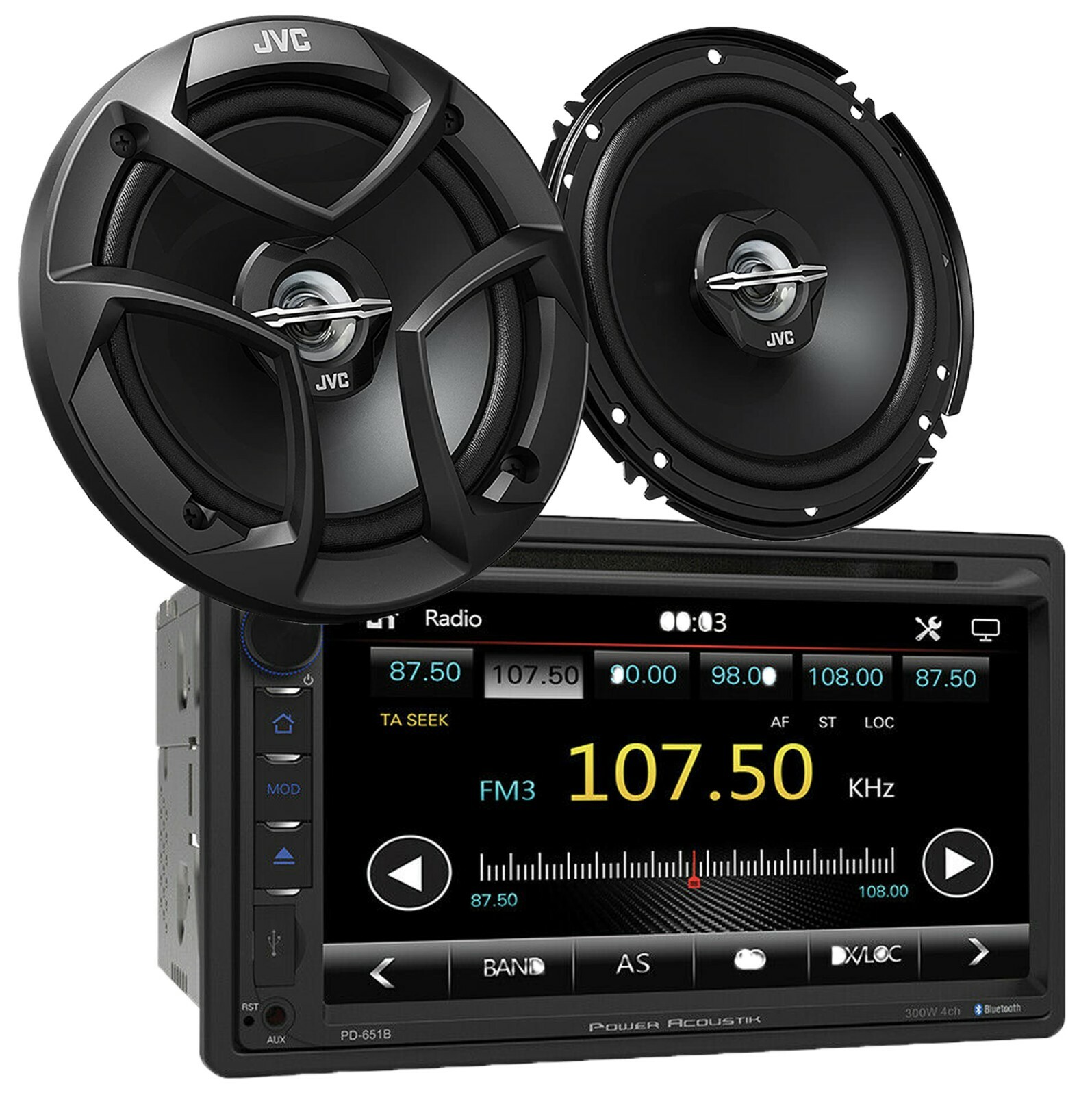 Power Acoustik PD-651B 2-DIN DVD/CD Receiver + 2x JVC CS-J620 6.5″ 300W Speakers