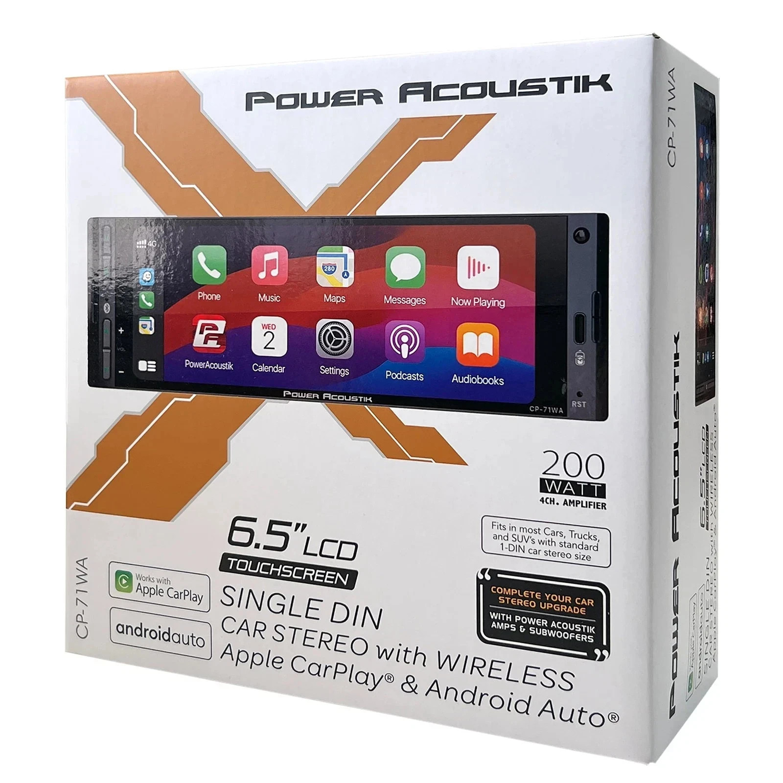 Power Acoustik CP-71WA UPDATED 1-DIN Stereo Apple CarPlay & Android Auto NEW