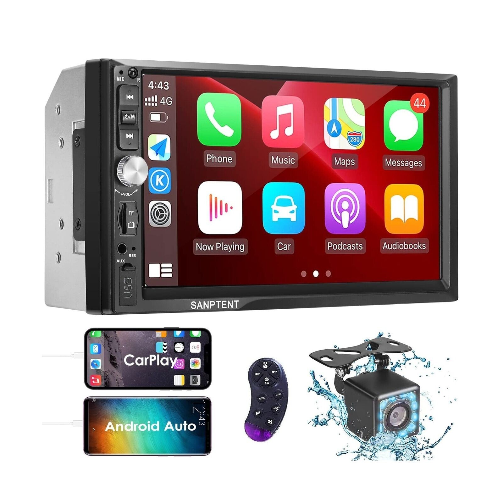 Double Din Car Stereo Radio Compatible with Apple Carplay and Android Auto 7″