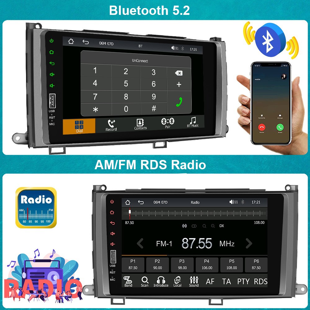 For Toyota Sienna 2011 2012 2013 2014 AM/FM Radio Bluetooth MP5 Player CarPlay