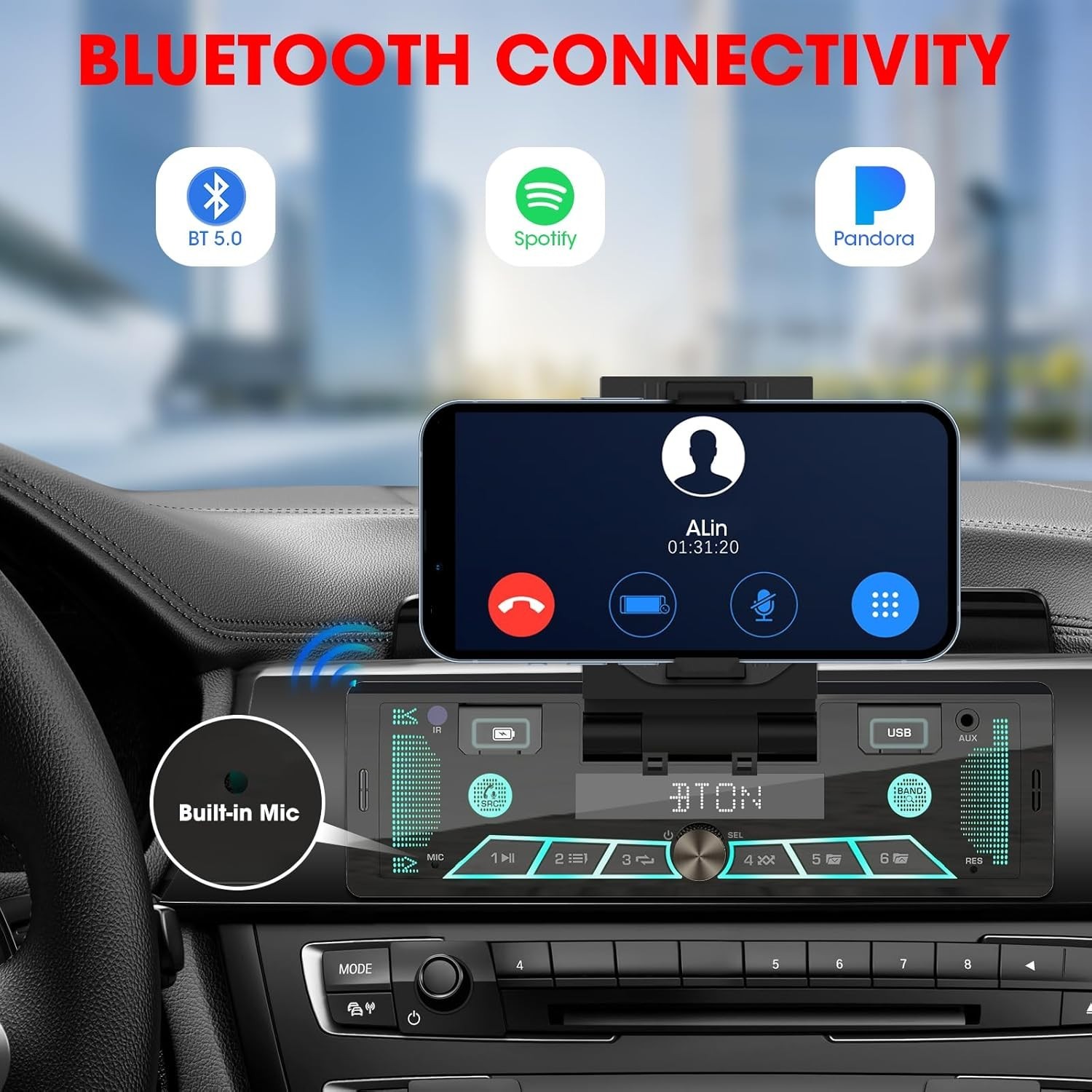 High-Power Single-Din Car Audio System with Advanced Voice Control & Fast Charge
