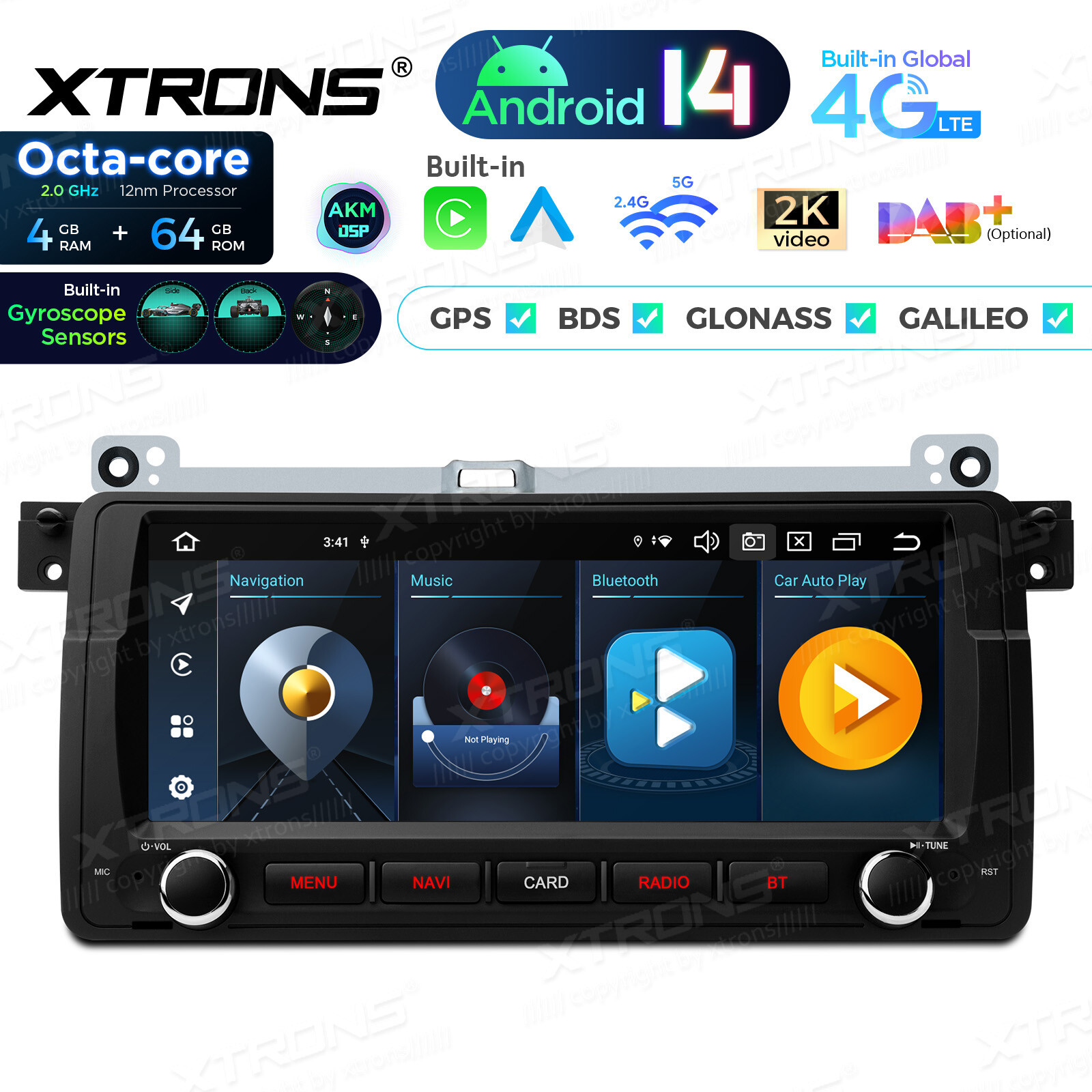 8.8″ HD Screen Android 14 8Core Car Play Radio GPS Stereo 4G For BMW 3er E46 M3