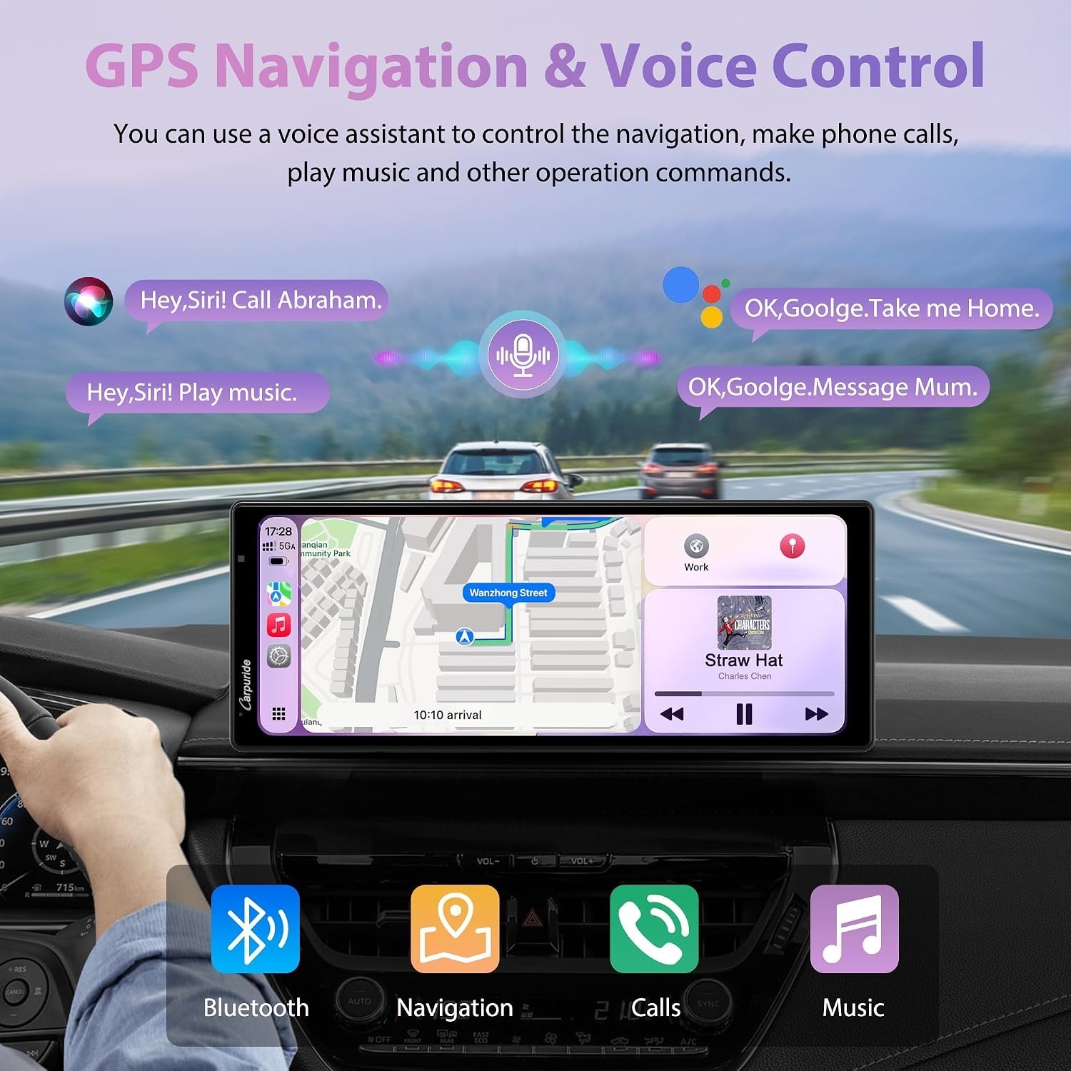CarpurideW903S3 9.33in Wireless Carplay Android Auto Screen 4K