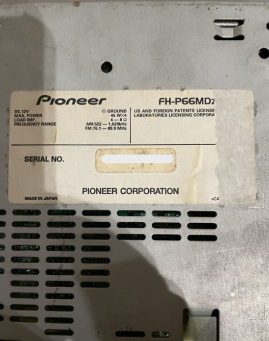Pioneer Carrozzeria FH-P66MD 2DIN Car Audio DSP Main Unit MD/CD Tuner Japan
