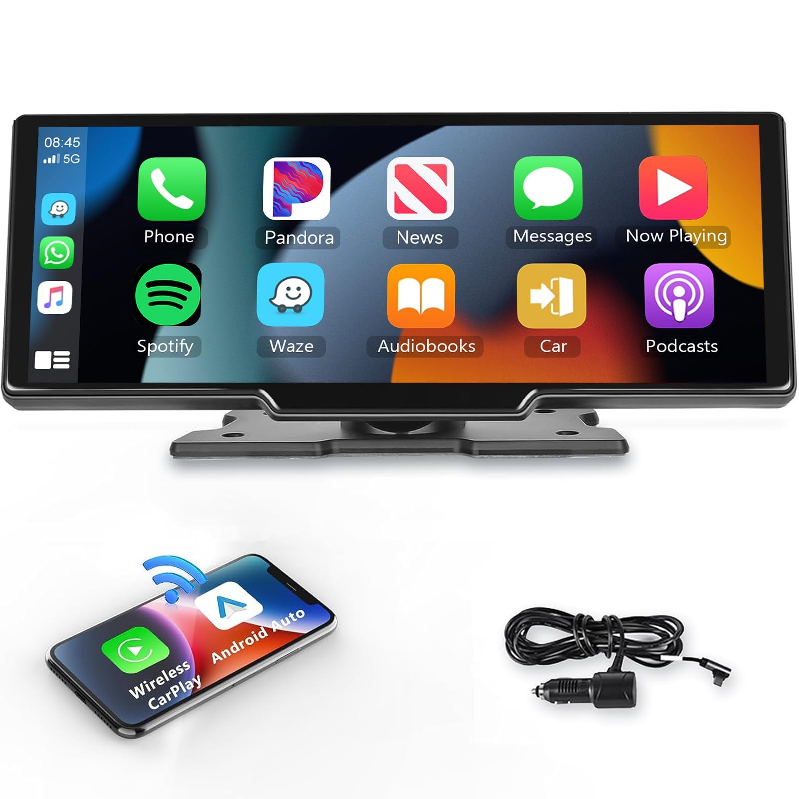 Podofo 10.26″ Touchscreen Wireless Carplay Portable Car Stereo 10.26 Inch