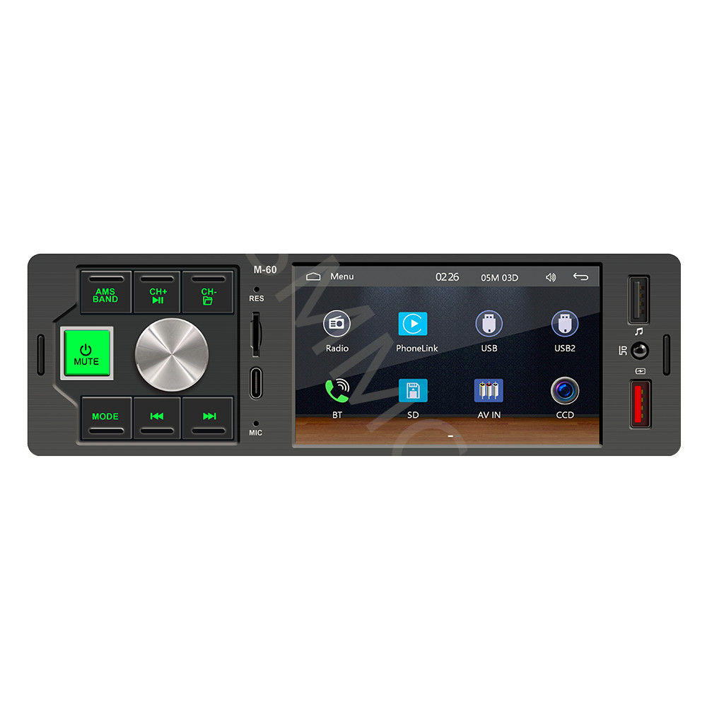 4.1in Touch Screen Car Stereo Radio Media Player TF AUX USB Type C Charging Port