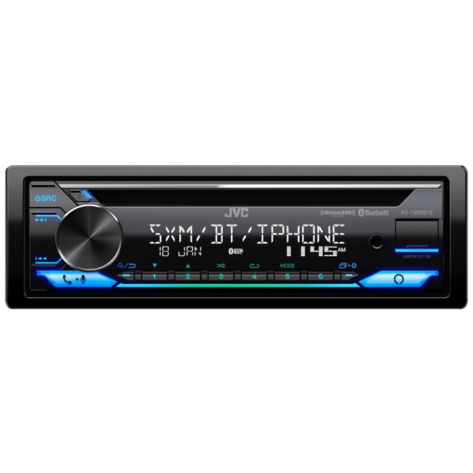 JVC Single DIN Bluetooth AM/FM CD Receiver, 2x 6.5″ 300W Speakers, Amp w/Kit