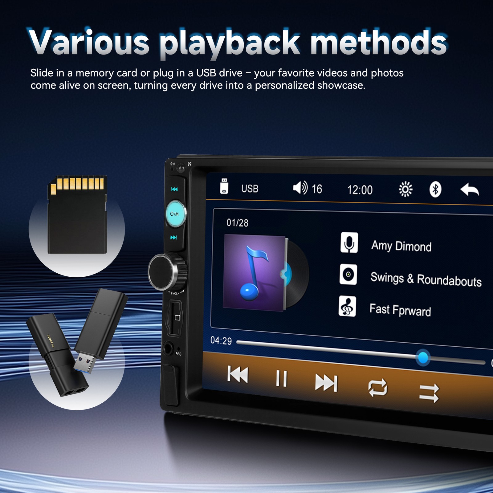 F710C 7inch Touch Screen Stereo Single 2Din Radio Car Apple/Android Carplay GPS