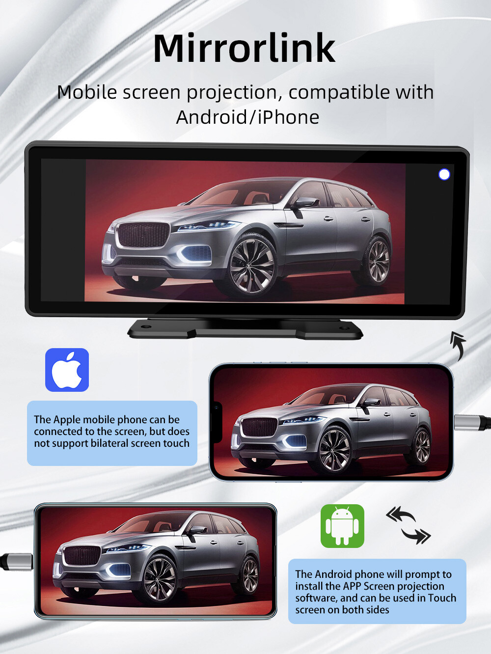 10.26 inch Android Auto Wireless Apple Carplay Car Stereo Bluetooth Touch Screen