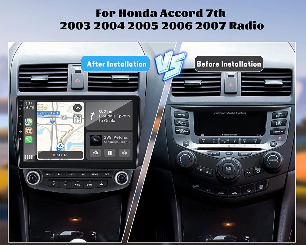 Easy Installation CarplayAndroid Car Stereo Radio For Honda Accord 7 2003-2007
