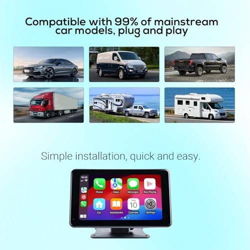 Portable Wireless Apple Carplay Screen for Car,7 Inch Car Stereo Wireless
