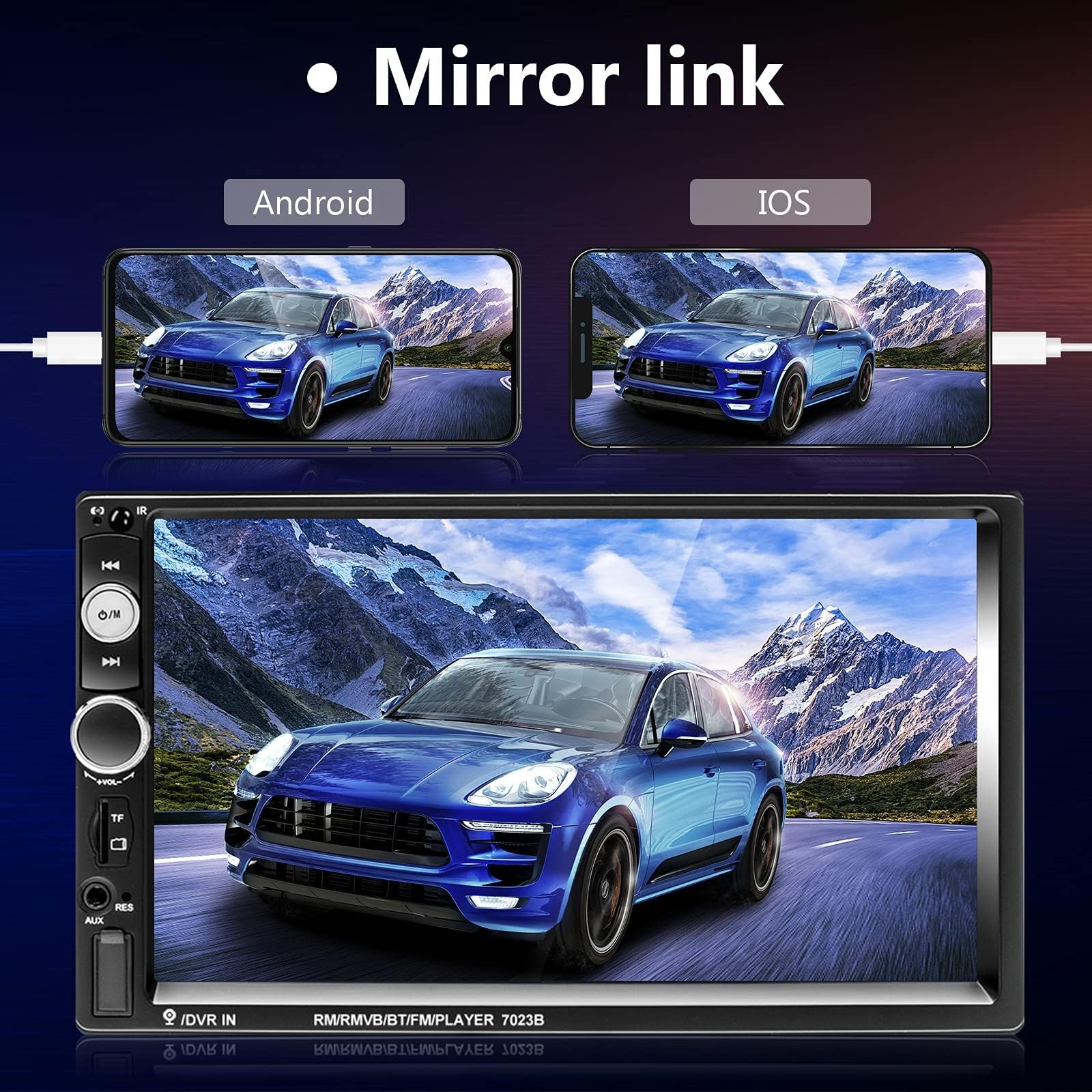 Radio Para Carro Auto Pantalla Tactil Bluetooth USB FM Control Volante Mirror