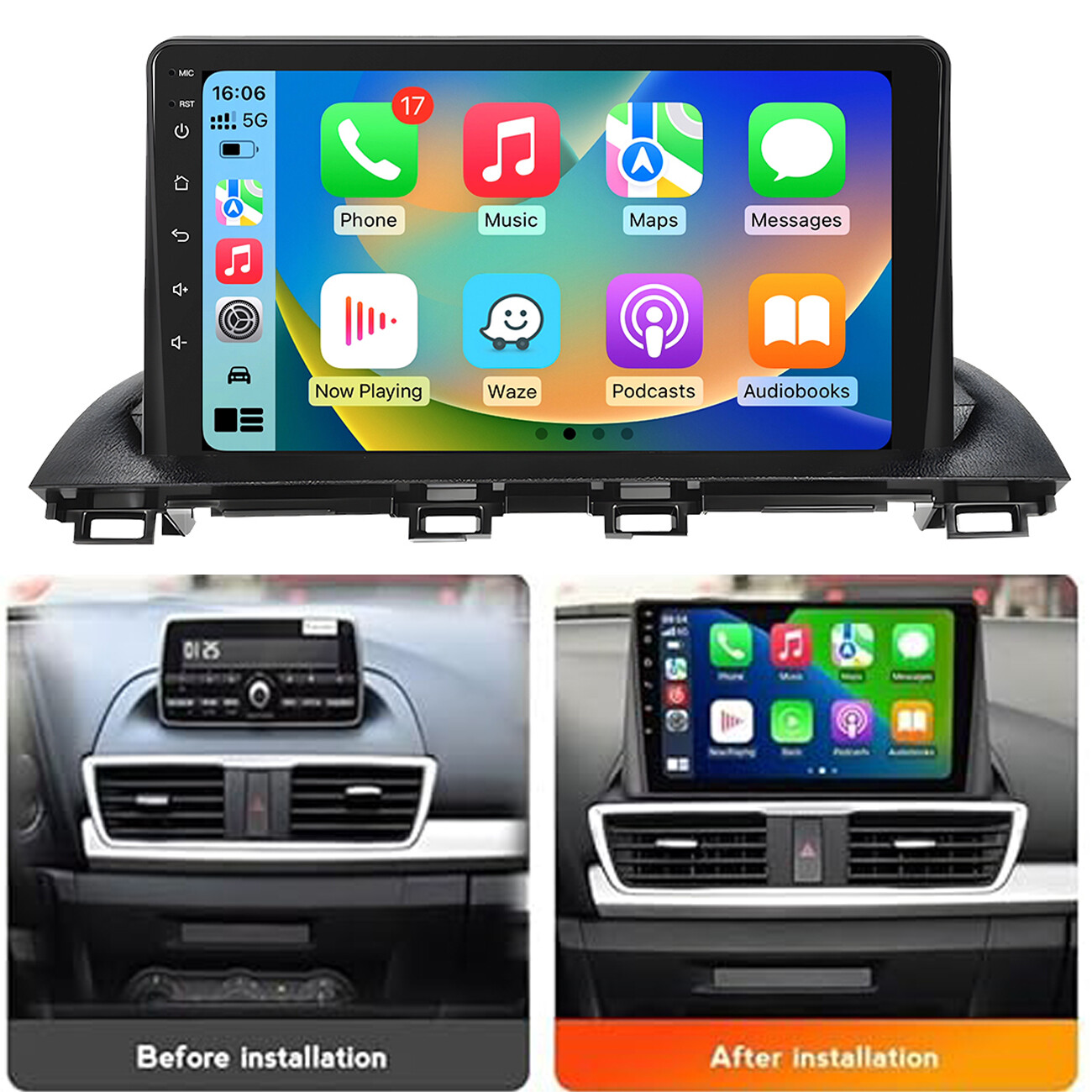 For Mazda 3 2014-2018 Android 12 Car Stereo Radio GPS Navi WIFI BT FM RDS 2+32GB