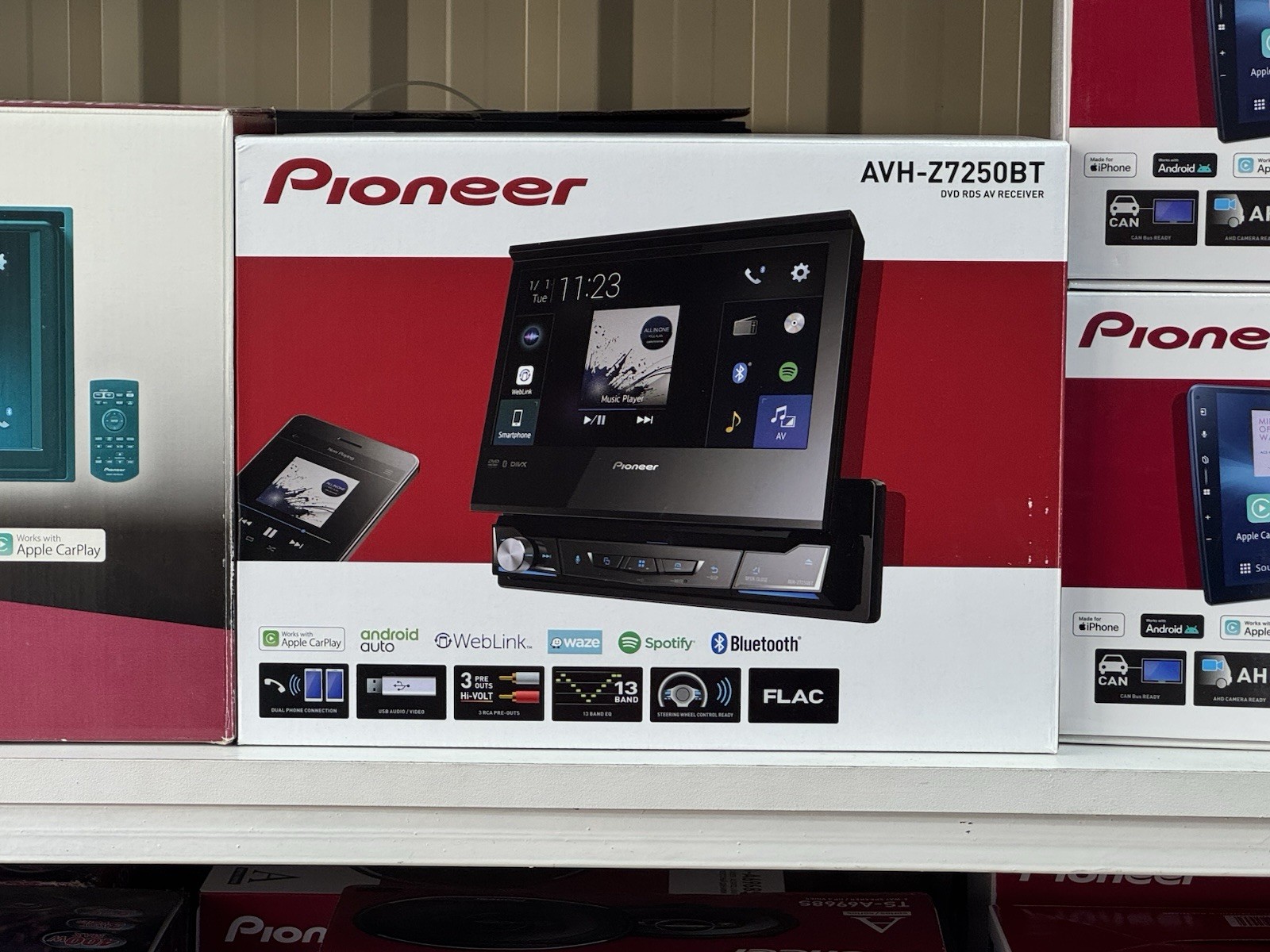 PIONEER AVH-Z7250BT DVD RDS AV Receiver Bluetooth Android Apple CarPlay 1Din