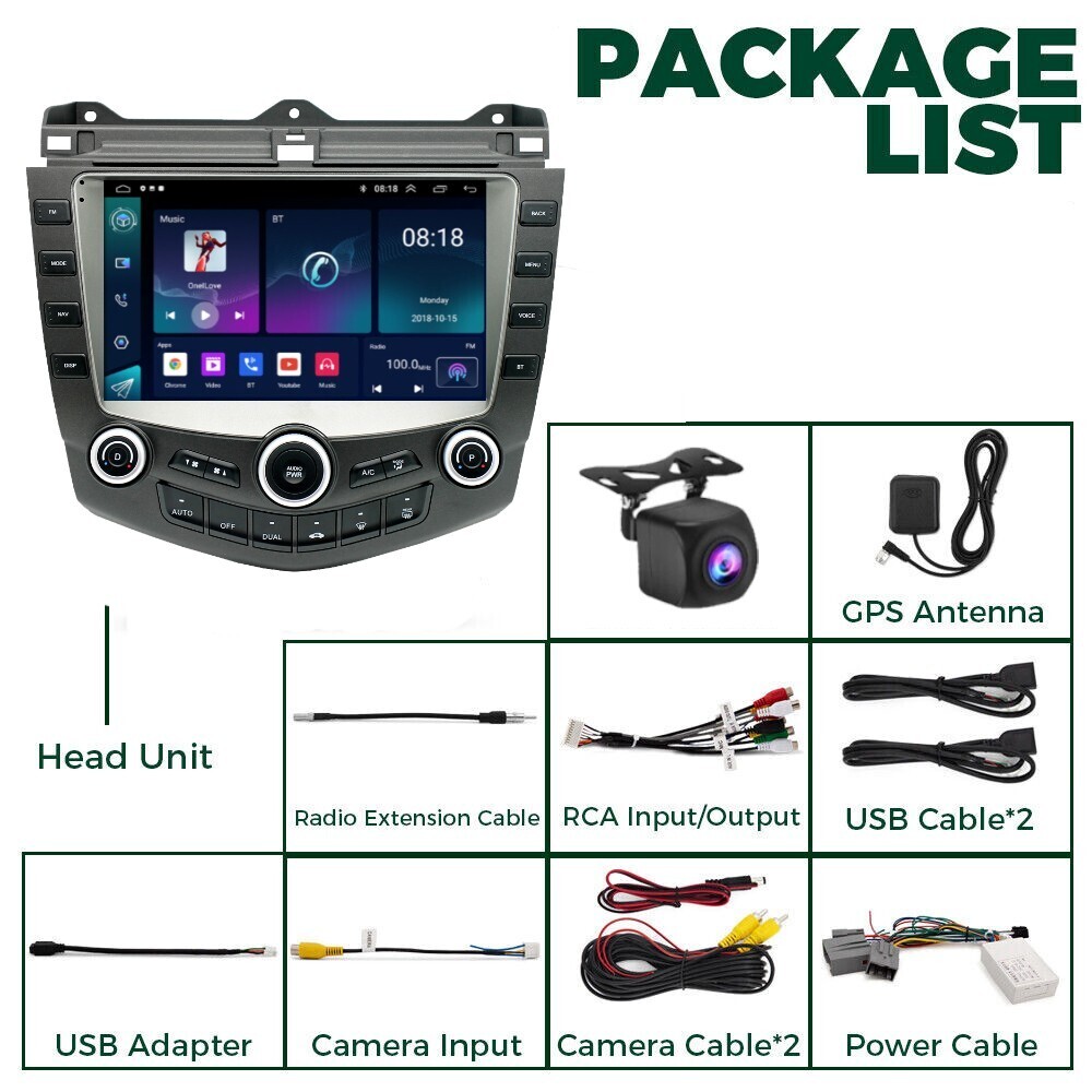 9” Android Carplay Car Stereo Radio GPS Navi 2+32GB For 2003-2007 Honda Accord