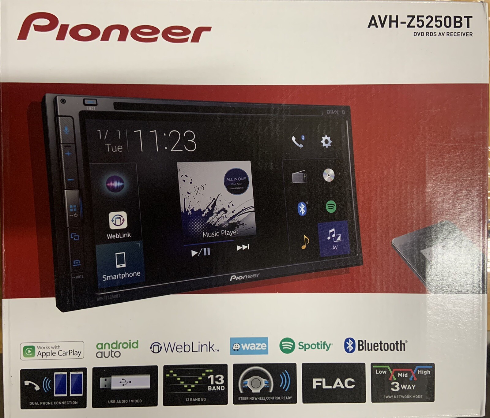 PIONEER AVH-Z5250BT Apple CarPlay Android Auto Bluetooth USB CD/DVD Touchscreen
