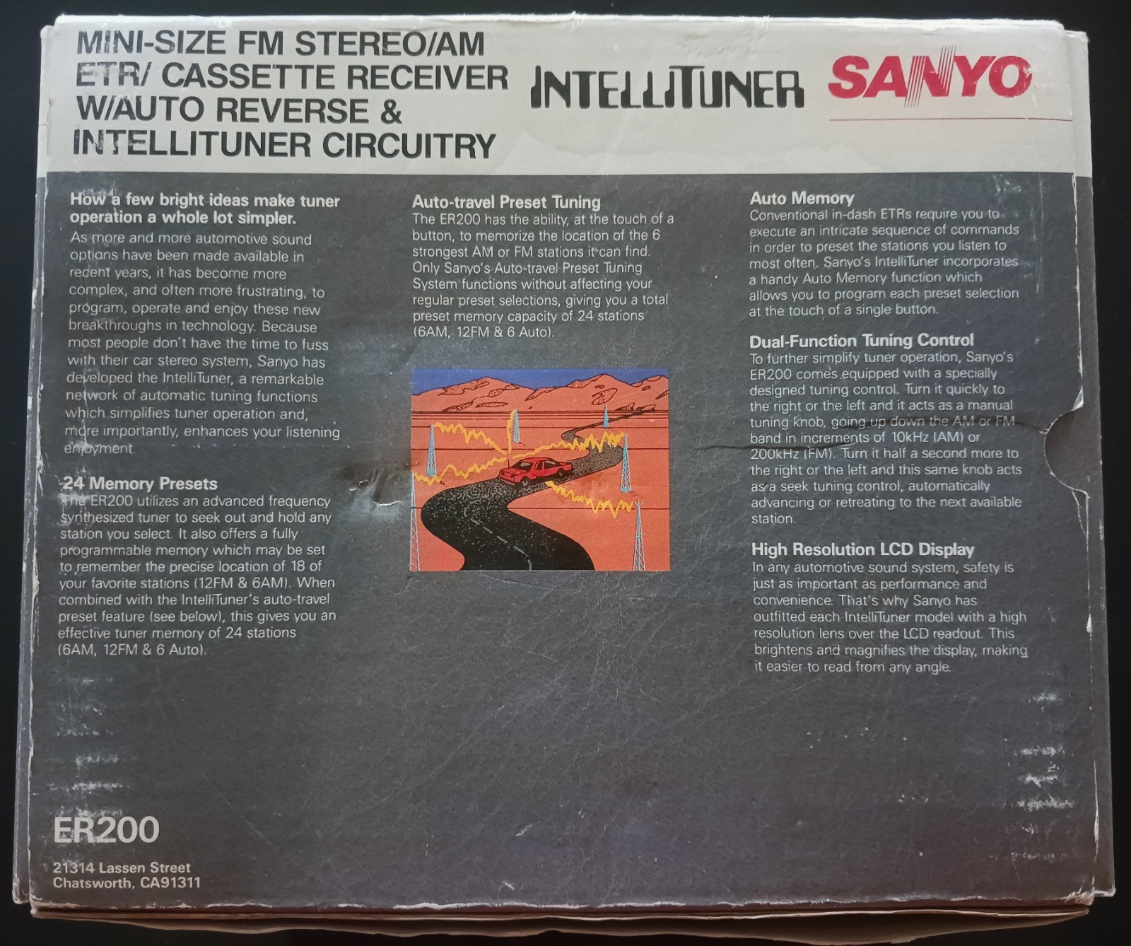 SANYO ER200 IntelliTuner 1 DIN AM/FM Cassette Receiver w/ Auto Reverse Clock