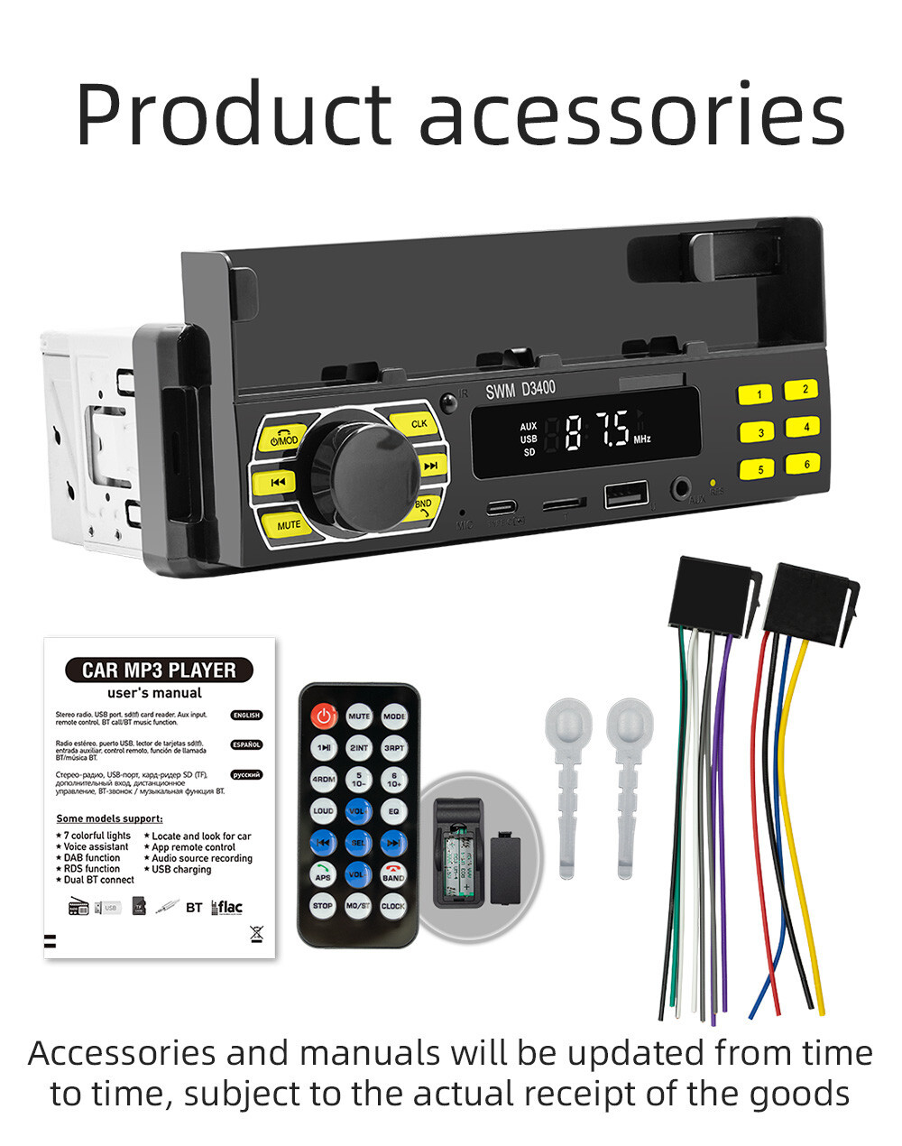Single 1 Din Car Radio MP3 Player Bluetooth FM AUX USB Stereo With Phone Holder