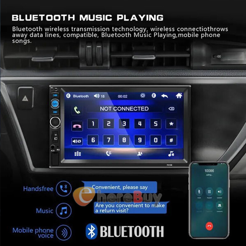 7″ Double 2 Din Car Stereo Radio Bluetooth USB AUX IN TF IOS/Android MP5 Player
